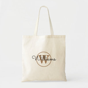 Tote Bag Élégant Monogramme d'or noir