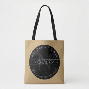 Tote Bag Élégant Monogramme moderne modifiable Noir Blanc O