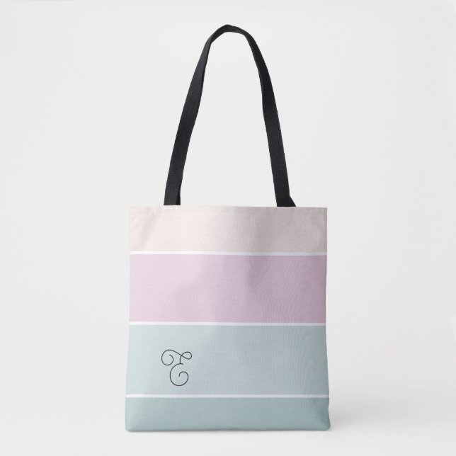 Tote Bag Élégant Monogramme personnalisé Ombre rose (Devant)