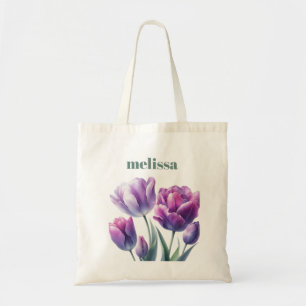 Tote Bag Élégant monogramme violet personnalisé