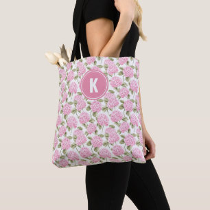 Tote Bag Élégant Motif de fleurs d'hydragea rose