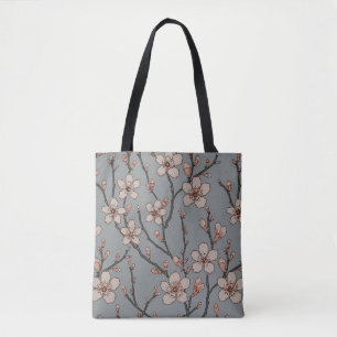 Tote Bag Élégant Motif Fleur rose Douce Fleur Fleur de Ceri