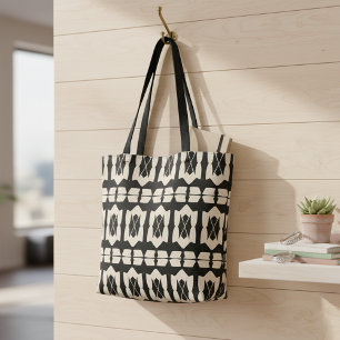 Tote Bag Élégant Motif géométrique moderne noir et beige