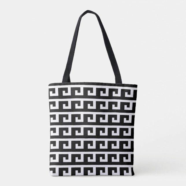 Tote Bag Élégant Motif géométrique noir et blanc (Dos)