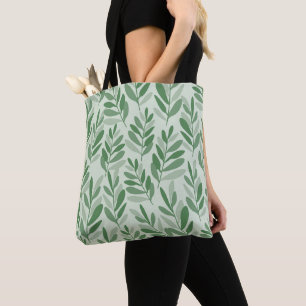 Tote Bag Élégant motif naturel sauge et feuille d'olivier