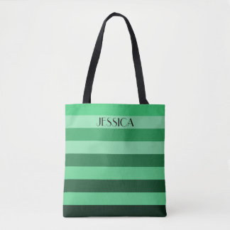 Tote Bag Élégant nom du Motif rayé vert