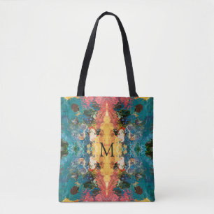 Tote Bag Élégant or rose Turquoise Abstrait