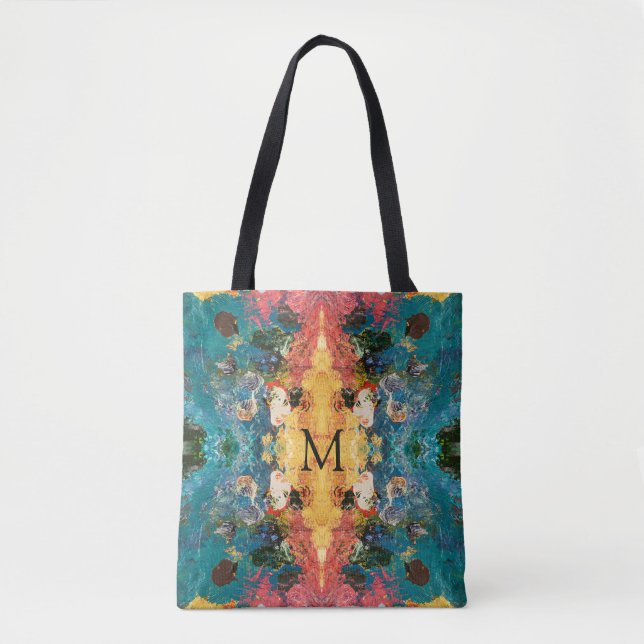 Tote Bag Élégant or rose Turquoise Abstrait (Devant)