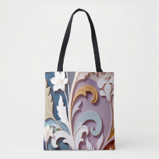 Tote Bag Elegant Pastel Floral Relief Pattern