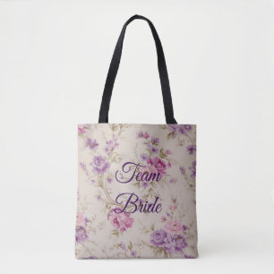 Tote Bag Élégant Pastel Rose & Purple Garden Blooms