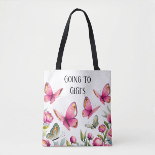 Tote Bag Elégant Peony Rose & Papillons : Aller à GiGi's