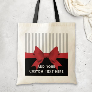 Tote Bag Élégant personnalisé moderne ruban rouge et bande