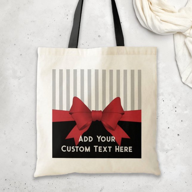 Tote Bag Élégant personnalisé moderne ruban rouge et bande (Créateur téléchargé)