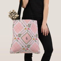 Élégant Pétales Plaid Monogramme