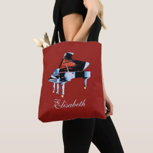 Tote Bag Élégant Piano Thème Aquarelle Personnalisé
