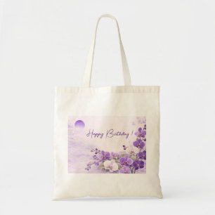 Tote Bag Elegant Purple Orchid Birthday 
