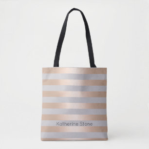Tote Bag Elégant Rose de poux or & Gris