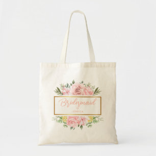 Tote Bag Élégant Rose Floral Personnalisé Robe de Demoisell