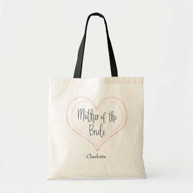 Tote Bag Elégant Rose Gold Géométrique Coeur Mère de mariée (Devant)