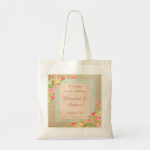 Tote Bag Elégant Rose Vintage Bienvenue