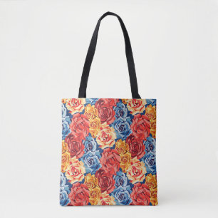 Tote Bag Élégant Roses botaniques floraux mauves et élégant