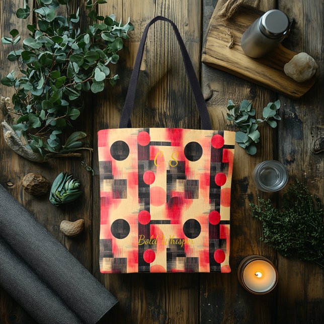 Tote Bag Elégant rouge et noir Abstrait - moderne géométriq (Créateur téléchargé)