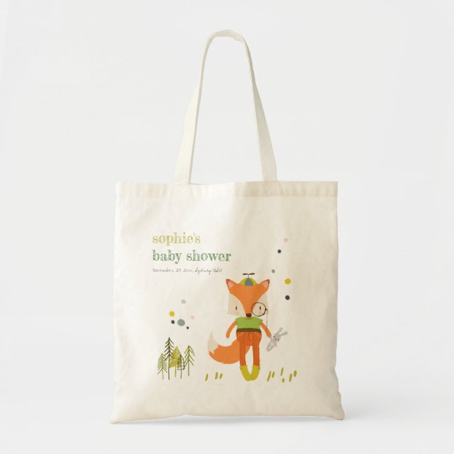 Tote Bag Élégant rustique mignon Woodland Fun Fox Baby show (Devant)