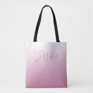 Tote Bag Élégant script et rose modifiable (n'importe quell