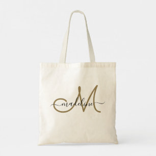 Tote Bag Élégant Script Monogramme Nom Moderne tendance