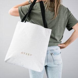 Tote Bag Élégant script or Monogramme femme de chambre