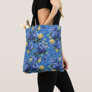 Tote Bag Élégant Stylish Cute Bleu Botanique Floral