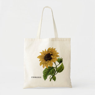 Tote Bag Élégant tournesol jaune marron vintage