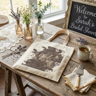 Tote Bag Élégant Typographie Bohème Chic Fleurie Enterremen