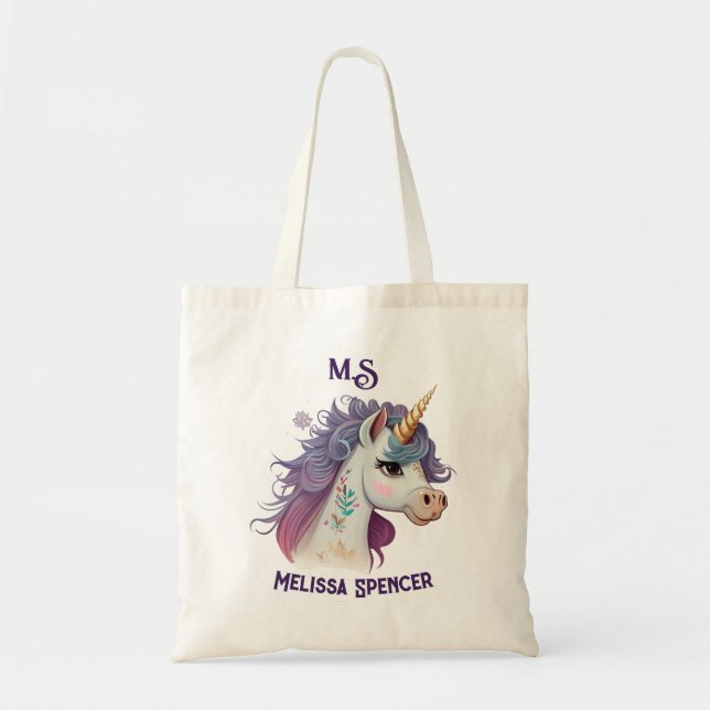 Tote Bag Élégant violet violet de filles tendance Nom de li (Devant)
