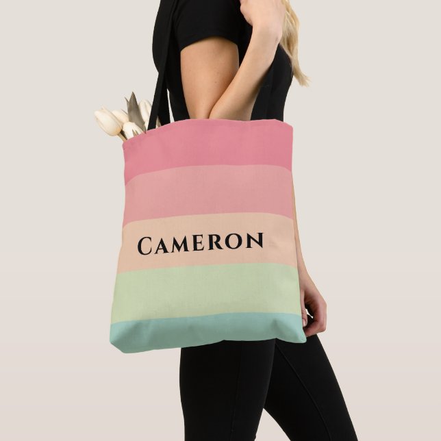 Tote Bag Elégante aquarelle arc-en-ciel (De près)