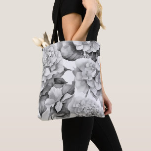 Tote Bag Elégante aquarelle blanche grise noire