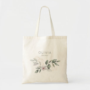 Tote Bag Elégante Aquarelle Botanique Fleur Bridesmaid