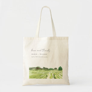 Tote Bag Elégante aquarelle Green Winery Vignoble Mariage