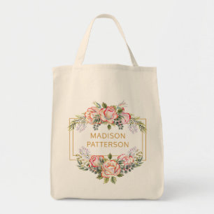 Tote Bag Elégante aquarelle personnalisée Floral Girly Chic