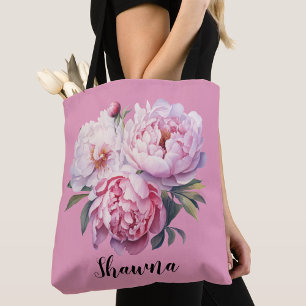 Tote Bag Elégante Aquarelle rose-Bleu Floral Bridesmaid