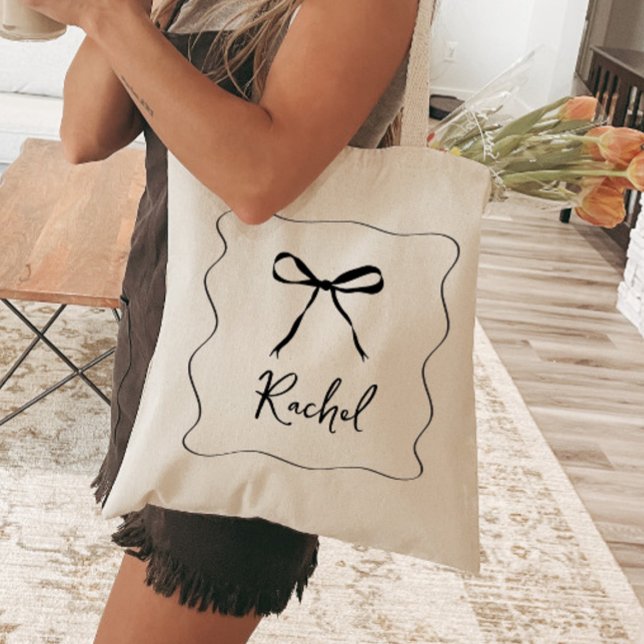 Tote Bag Élégante Bridesmaid Personnalisée Du Ruban De Bow (Créateur téléchargé)