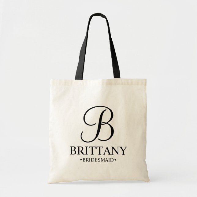 Tote Bag Élégante demoiselle d'honneur personnalisée en noi (Devant)
