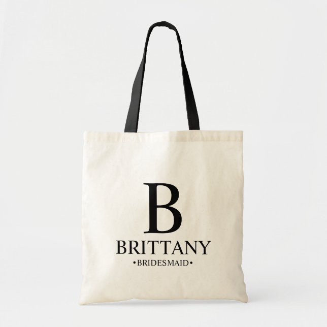 Tote Bag Élégante demoiselle d'honneur personnalisée en noi (Devant)