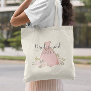 Tote Bag Élégante demoiselle minimaliste rose pâle rose flo