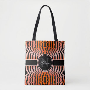 Tote Bag Elégante esthétique Peau de tigre orange et noir