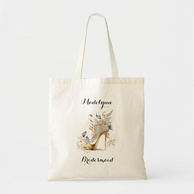 Tote Bag Élégante femme de chambre moderne verte et or (Devant)