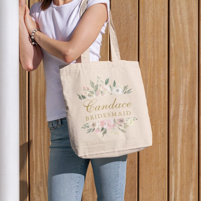 Tote Bag Élégante femme d'honneur Floral Blush Peony Rose G (Créateur téléchargé)