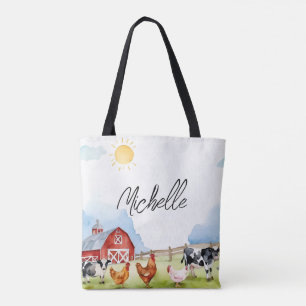Tote Bag Élégante ferme Red Barnyard ferme animal personnal