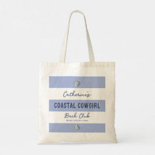 Tote Bag Élégante fille de la côte Bleu doux Blancs