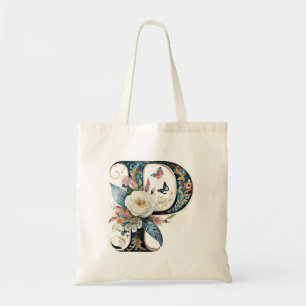 Tote Bag Élégante lettre florale bohème P